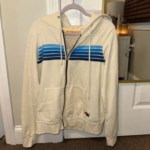 Aviator Nation: 5 Stripe Hoodie - Vintage White // Blue